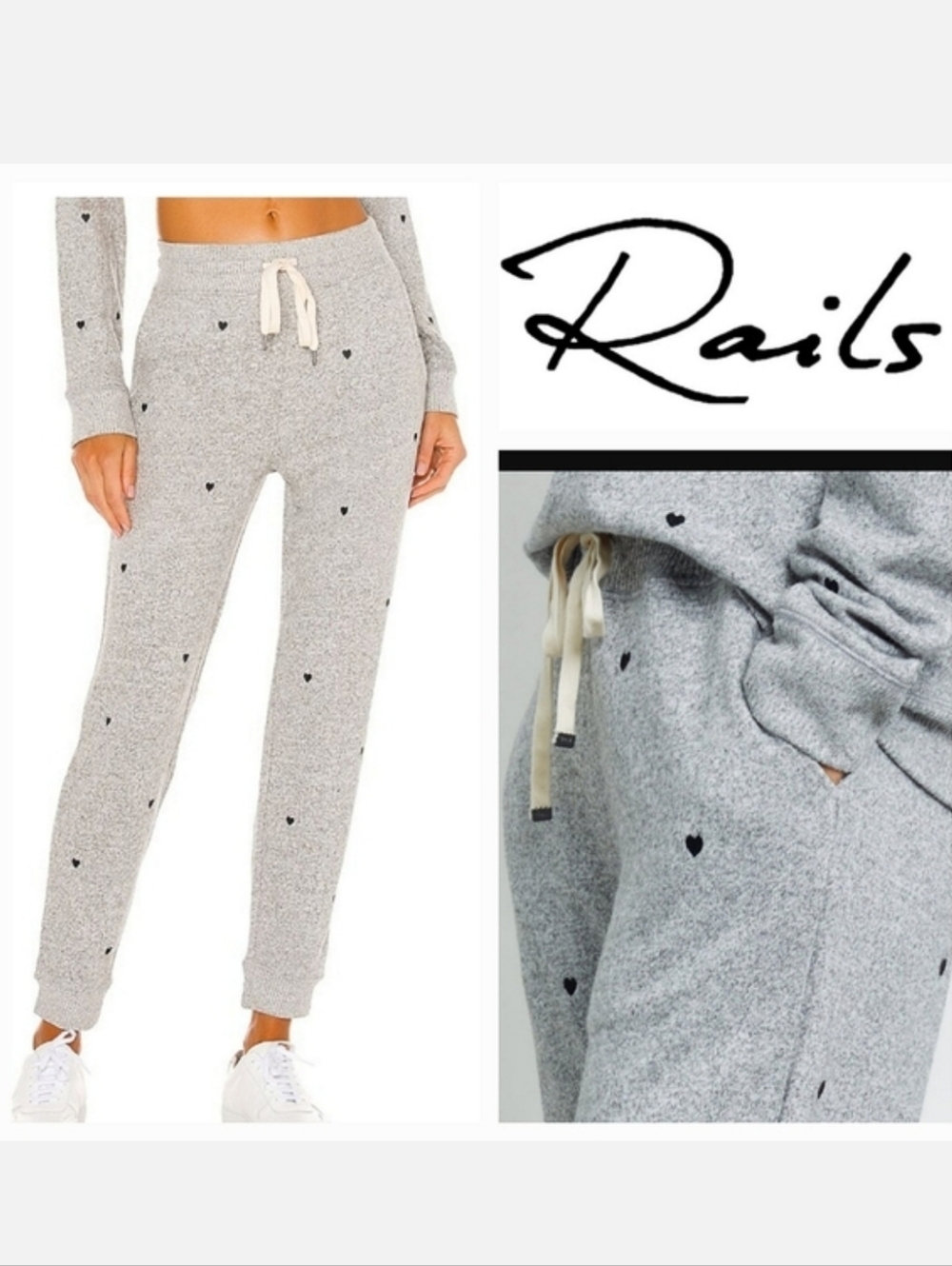 Rails Gray Heart Print Jogger Pants